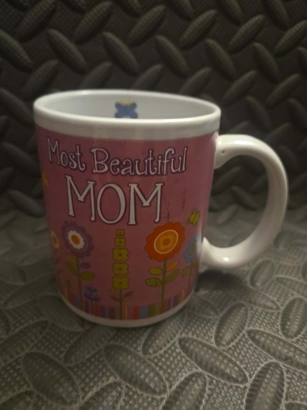 Most Beautiful Mom Coffee Mug Pink Floral Butterfly Mother's Day Gift Cup